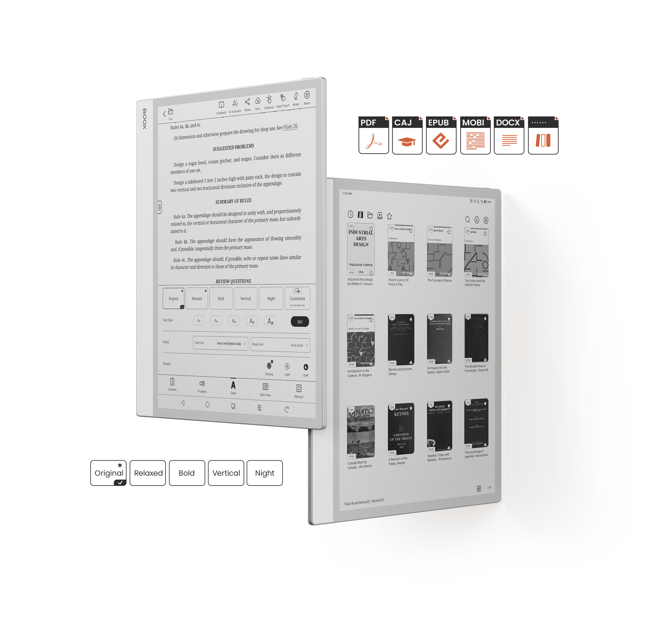 BOOX Note Max e-ink tablet with productivity and reading interface preview