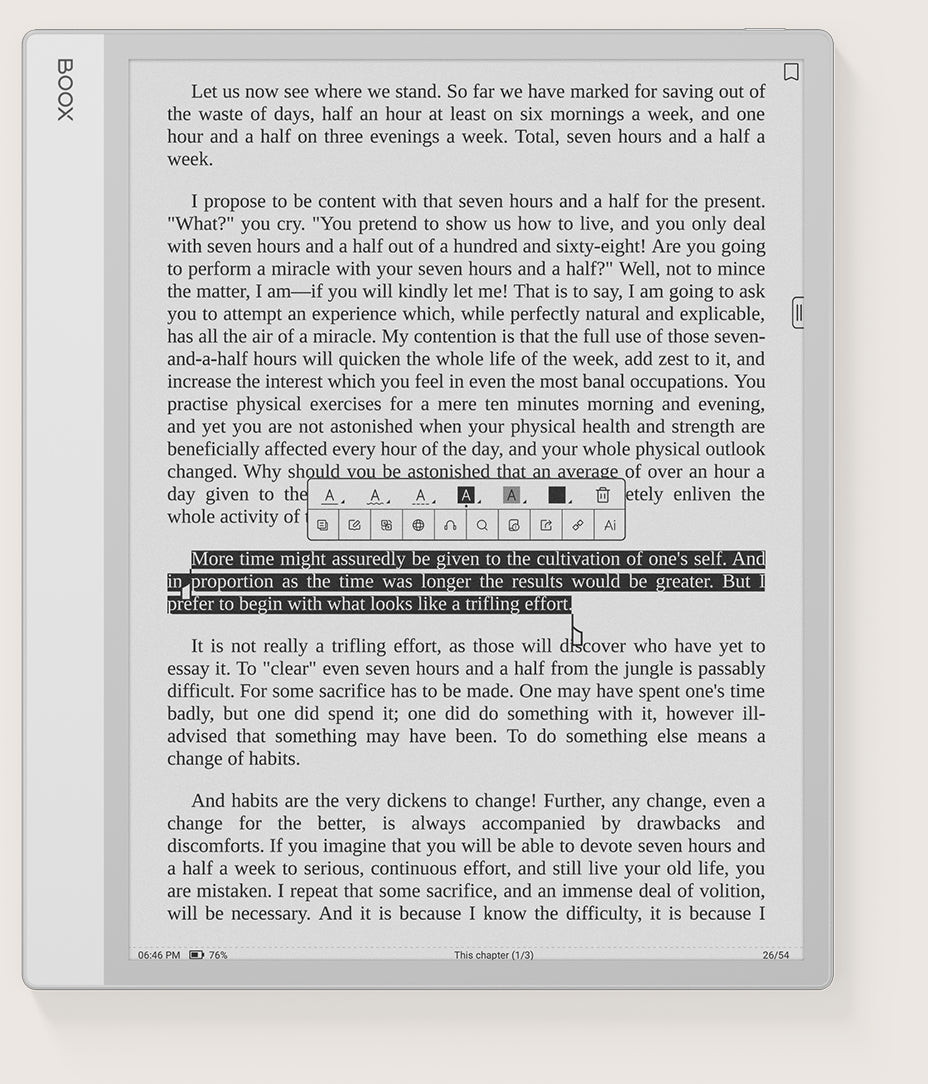 BOOX Note Max e-reader displaying text-heavy document for distraction-free reading