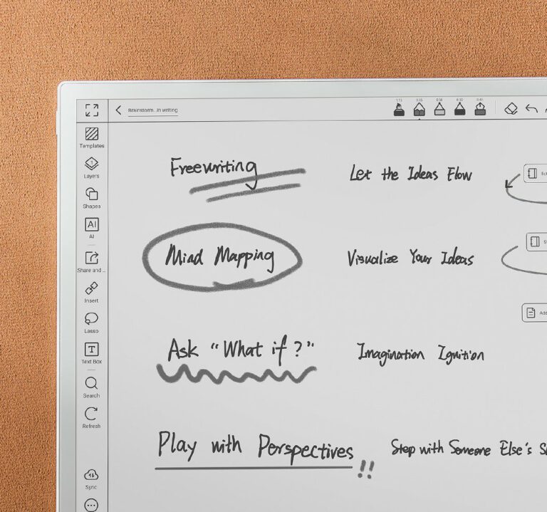 Handwritten notes on BOOX Note Max e-ink tablet for study and planning