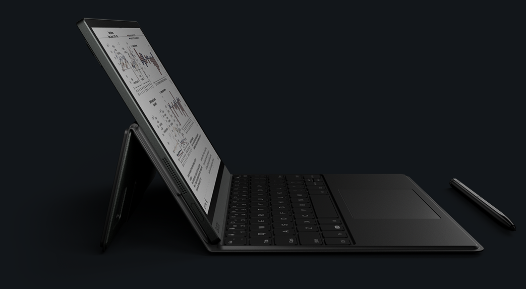 Side view of BOOX Tab Ultra C Pro showing slim e-ink tablet profile