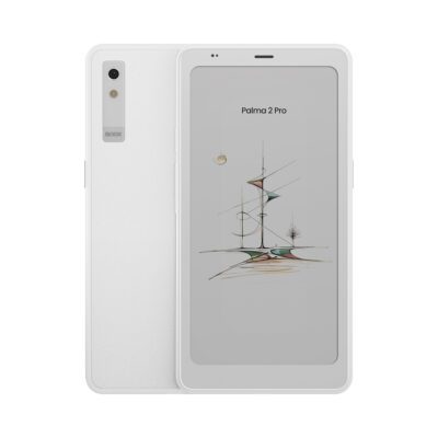 BOOX Palma 2 Pro White eReader angled front and back