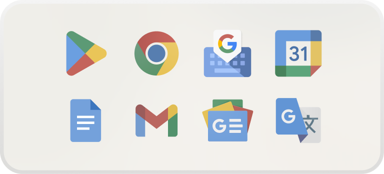 Google apps and productivity icons illustration